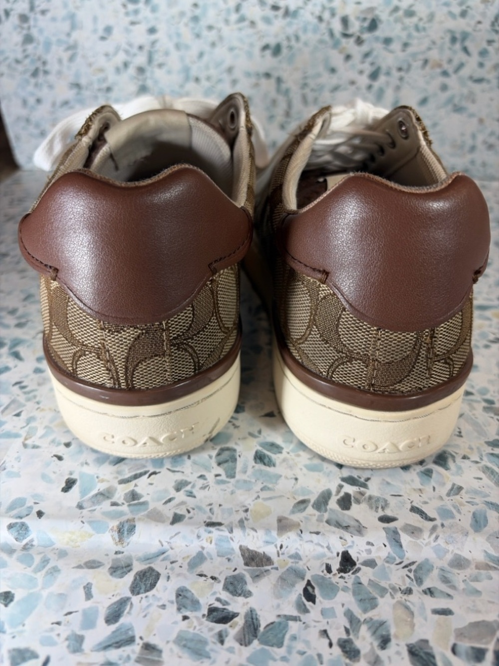 Coach Monogram 7.5 Low-Top Sneakers in Brown and Cream - Picture 5 of 5